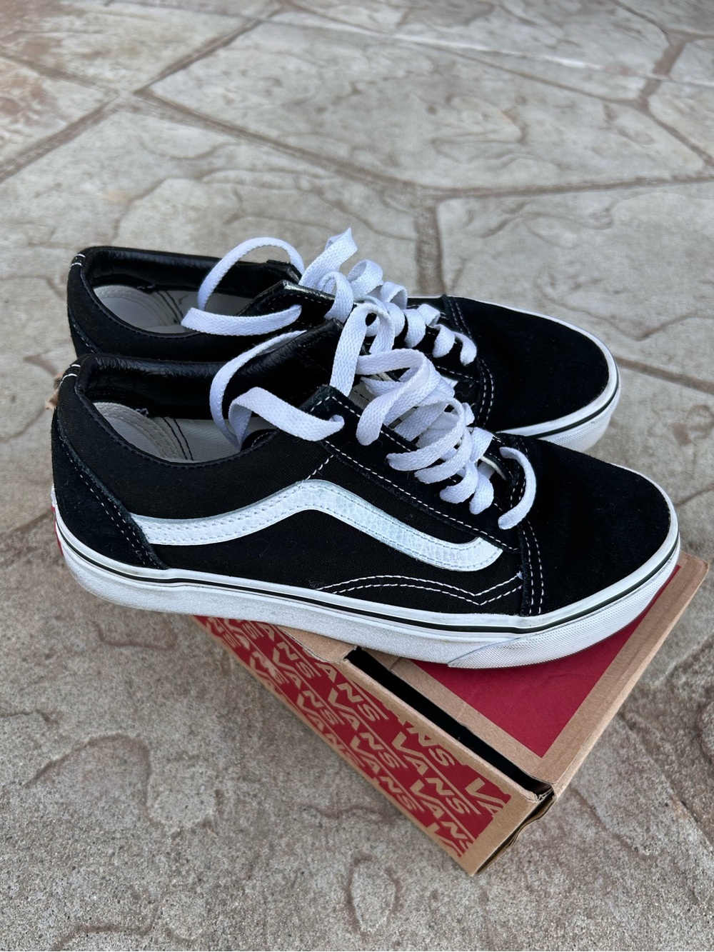Vans Black and White Old Skool Low-Top Sneakers